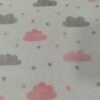 κουρτίνα γάζα μέτρο έτοιμη ροζ γκρι συννεφάκια παιδική (2)