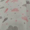 κουρτίνα γάζα μέτρο έτοιμη ροζ γκρι συννεφάκια παιδική (3)