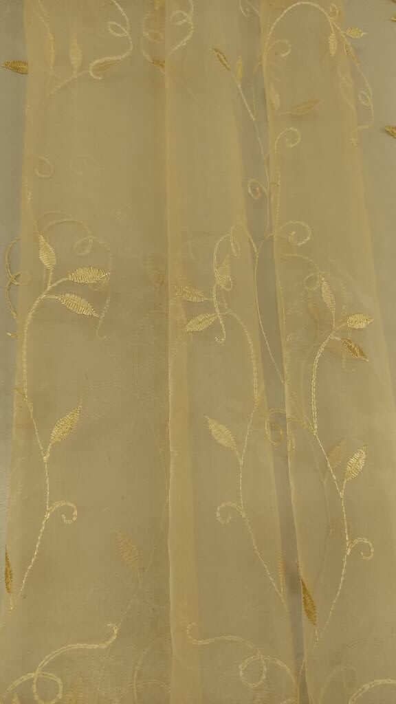 κουρτίνα έτοιμη ραμμένη μέτρο χρυσαφί οργάντζα σχέδιο