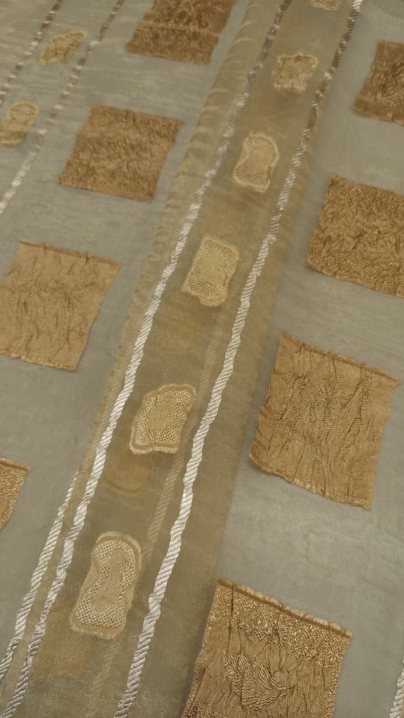 κουρτίνα οργάντζα διάφανη έτοιμη ραμμένη χρυσαφί μπεζ σαλόνι